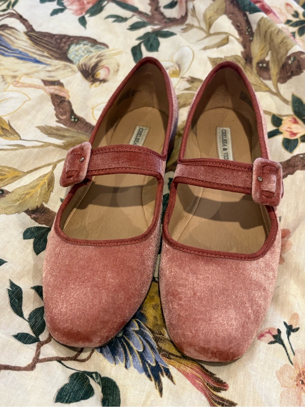 Chelsea & Violet Velvet Mary Jane Flats in Dusty Rose -Pink Very Comfortable - Picture 5 of 6